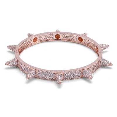 Bratara fixa tip bangle cu tinte incrustata, auriu rose