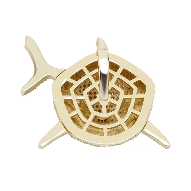 pandantiv auriu unisex pentru barbati si femei tip medalion 6ix9ine rechin Bruce incrustat cu cristale semipretioase din zircon CZ