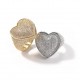 inel argintiu pentru femei tip ghiul masiv inima incrustat cu cristale semipretioase din zircon CZ