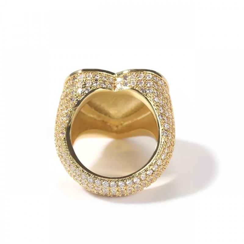 inel auriu pentru femei tip ghiul masiv inima incrustat cu cristale semipretioase din zircon CZ
