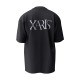 tricou negru unisex pentru barbati si femei regular fit model TS002 cu logo XARIS alb pe fata si pe spate din bumbac