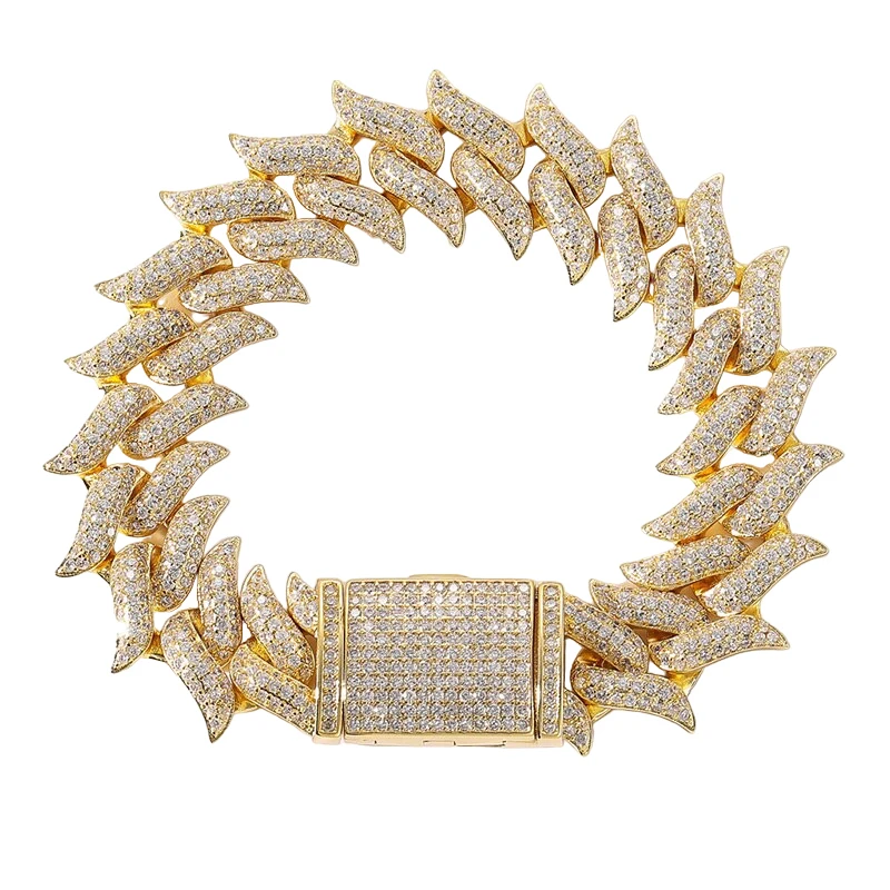 bratara-cubaneza-tokyo-cu-cristale-semipretioase-auriu bratara aurie unisex pentru barbati si femei cuban Tokyo 17mm. latime cu cristale semipretioase din zircon CZ