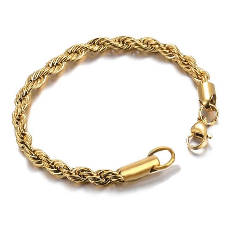 bratara aurie unisex pentru barbati si femei franghie rope 5mm. latime din otel inoxidabil