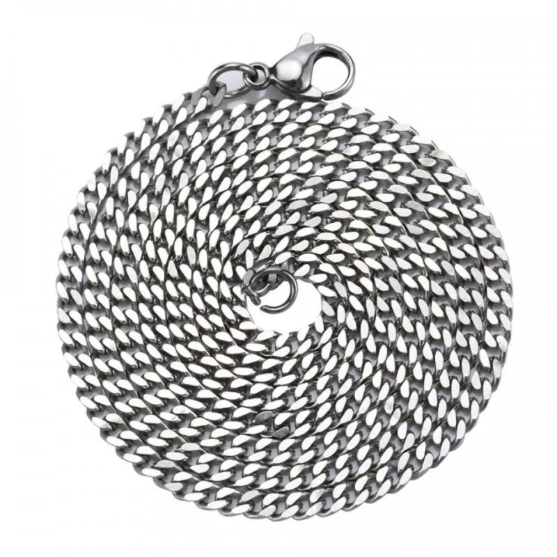 lant argintiu unisex pentru barbati si femei cuban 3mm. latime din otel inoxidabil